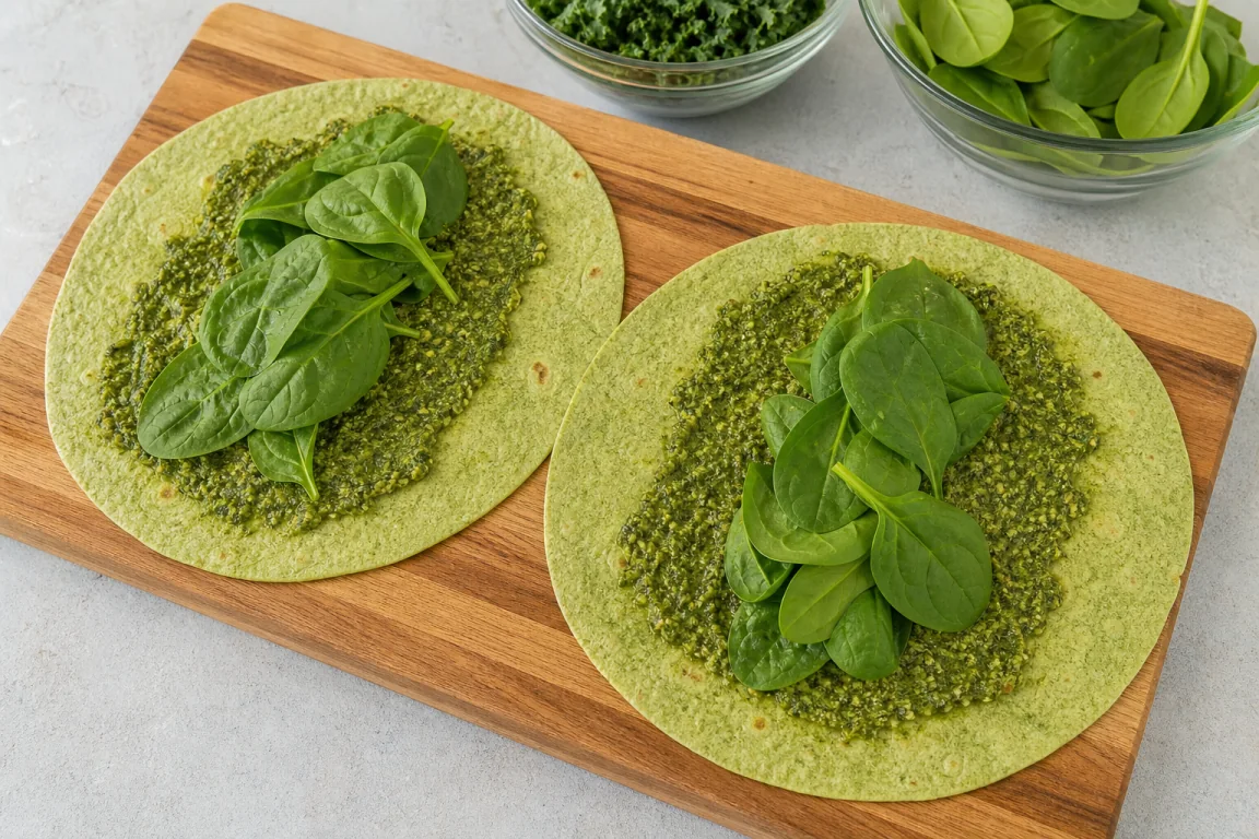 Illustration de l’étape « Étape 3 » pour la recette Wrap aux légumes et pesto de chou kale.