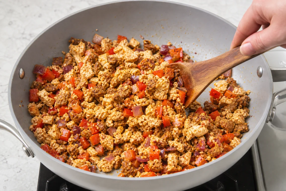 Illustration de l’étape « Étape 1 » pour la recette Southwest Scramble Petit déjeuner Burrito.