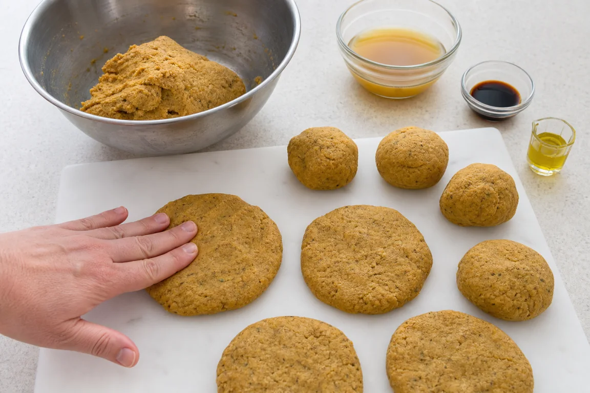 Illustration de l’étape « Étape 3 » pour la recette Galettes tendres de seitan à l’autocuiseur.