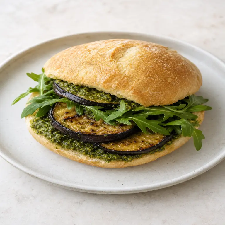 Sandwich à l’aubergine et au pesto