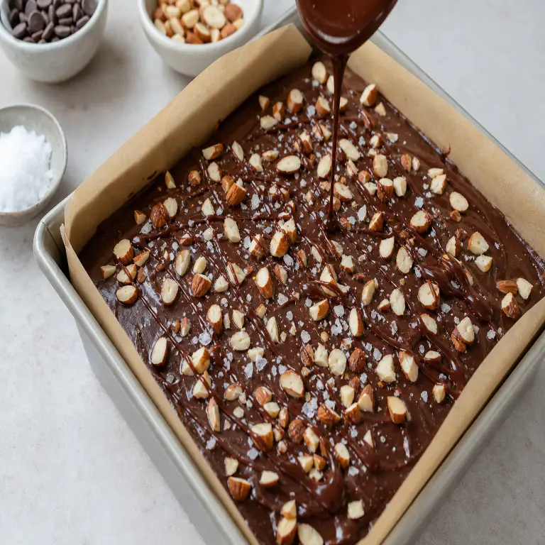 Fudge double couche chocolat-amande · étape 6