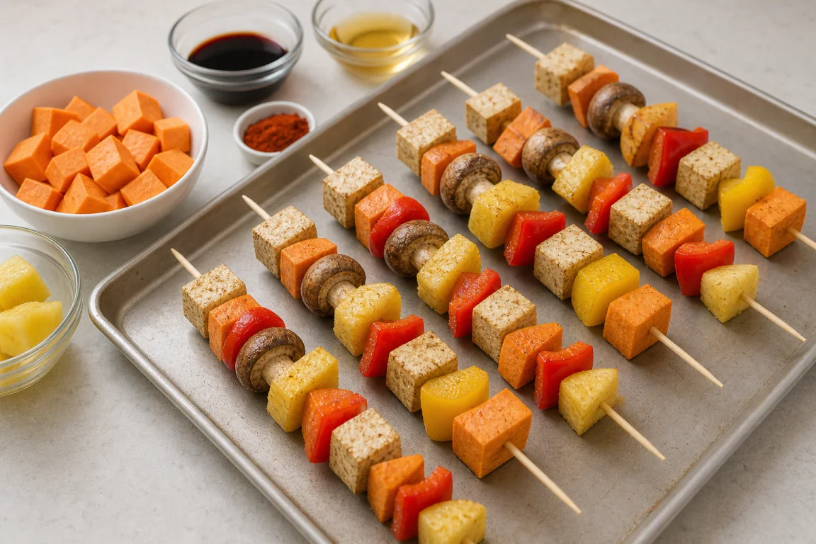 Illustration de l’étape « Étape 4 » pour la recette Légumes grillés et brochettes à fruits.