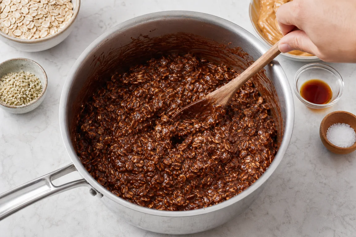 Illustration de l’étape « Étape 2 » pour la recette Cookies de beurre d'arachide au chocolat sans cuisson.
