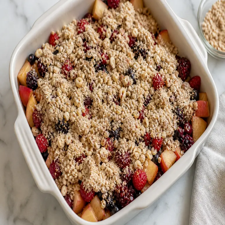 Crumble aux pommes et aux fruits rouges · étape 4