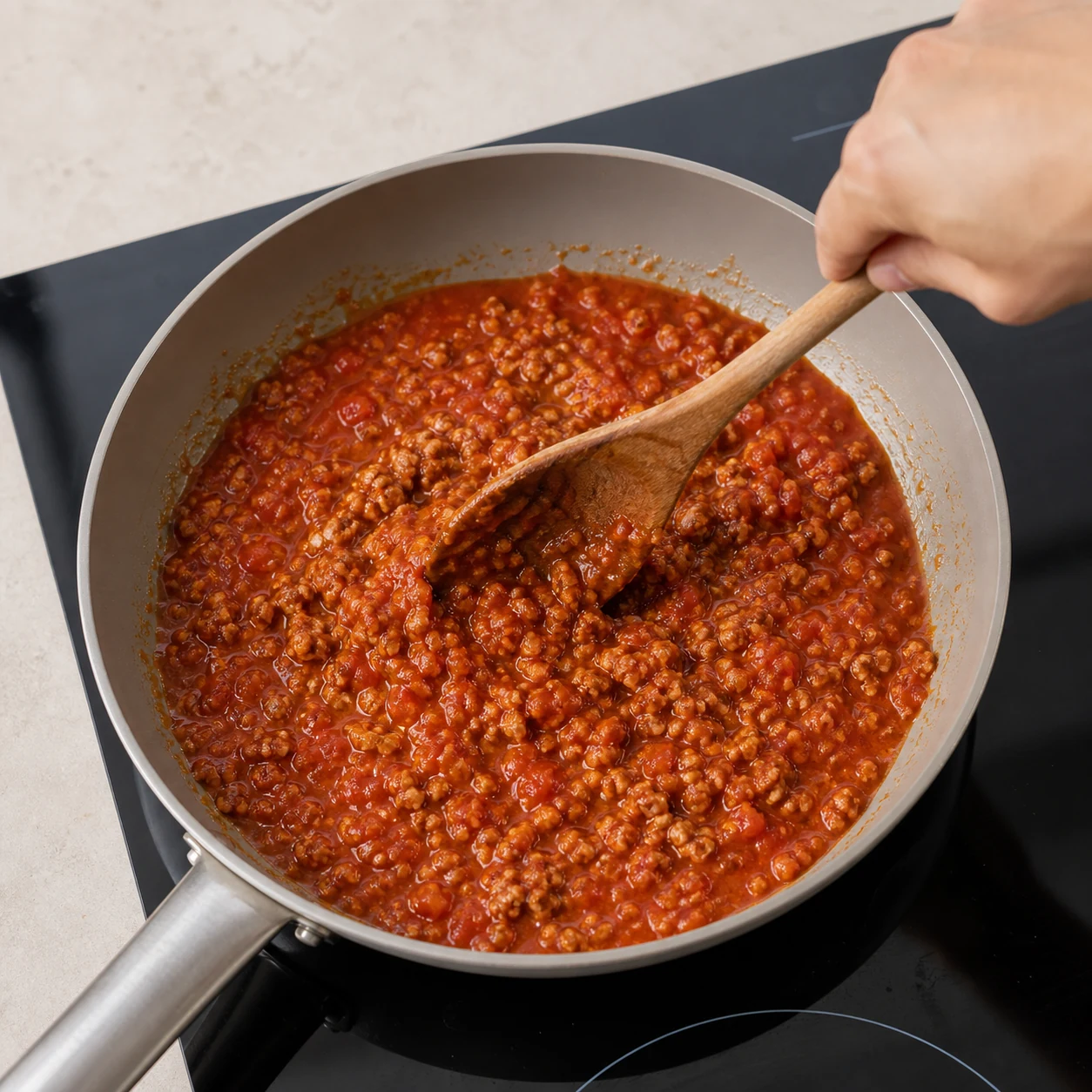 Spaghetti bolognaise minute — chauffer la bolognaise