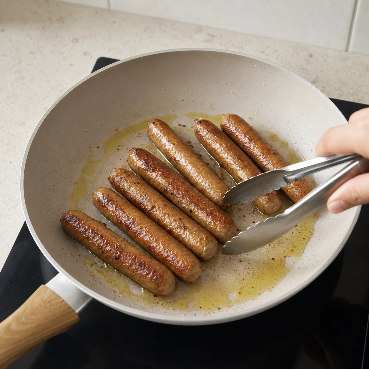 Chipolatas-ratatouille — dorer les chipolatas