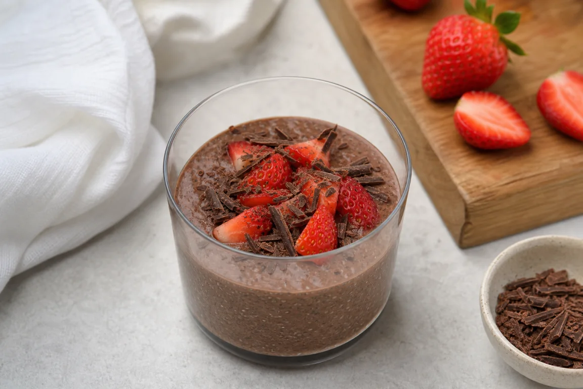 Illustration de l’étape « Étape 2 » pour la recette Pudding de graines de chia de fraise de chocolat.