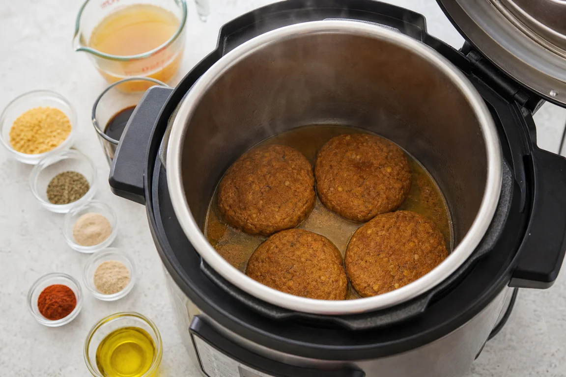 Illustration de l’étape « Étape 4 » pour la recette Galettes tendres de seitan à l’autocuiseur.