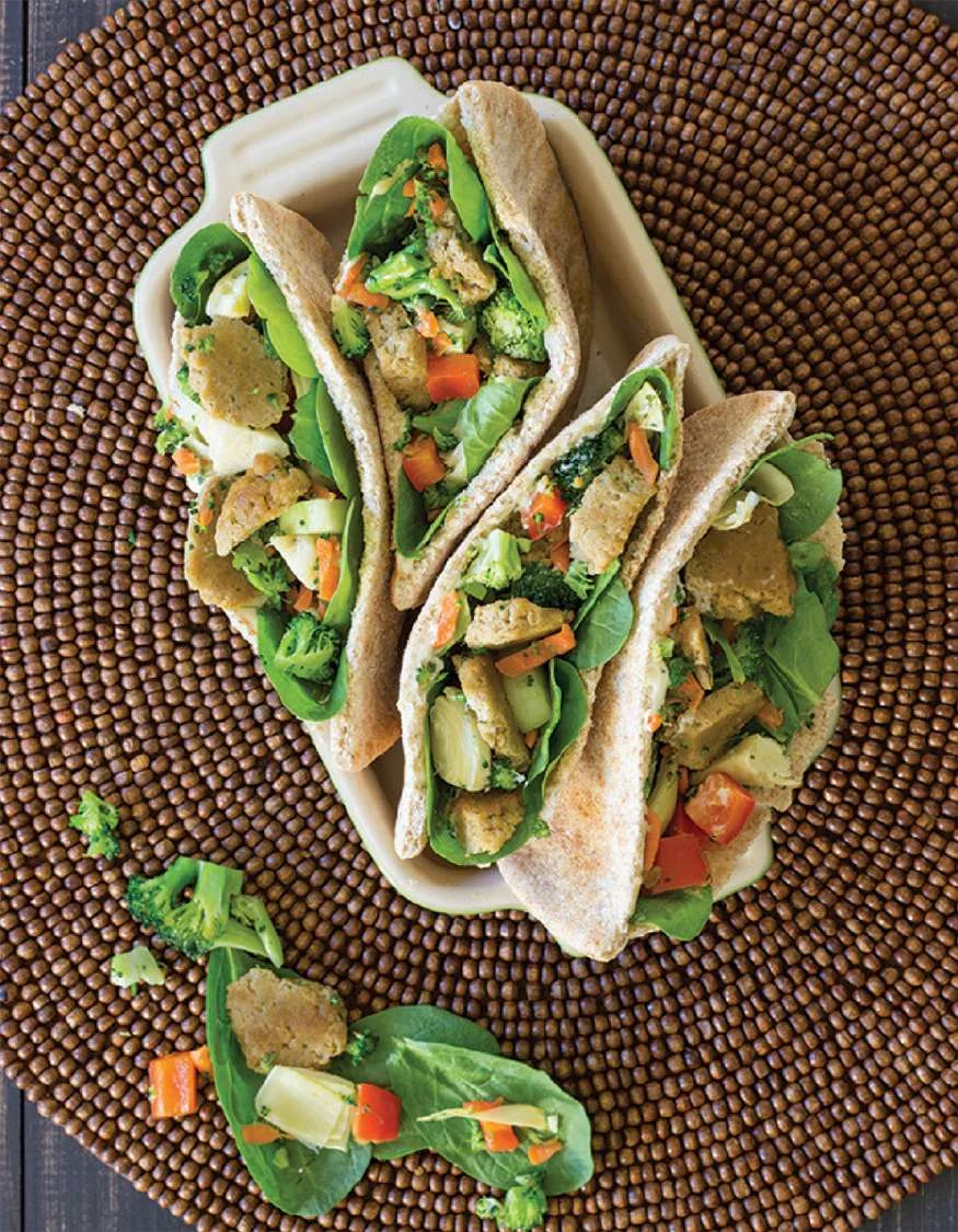 Pita aux légumes frais et au seitan