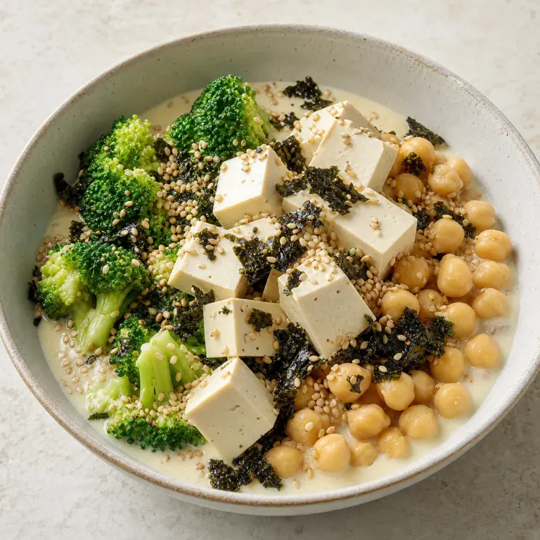 Bowl tofu brocoli nori