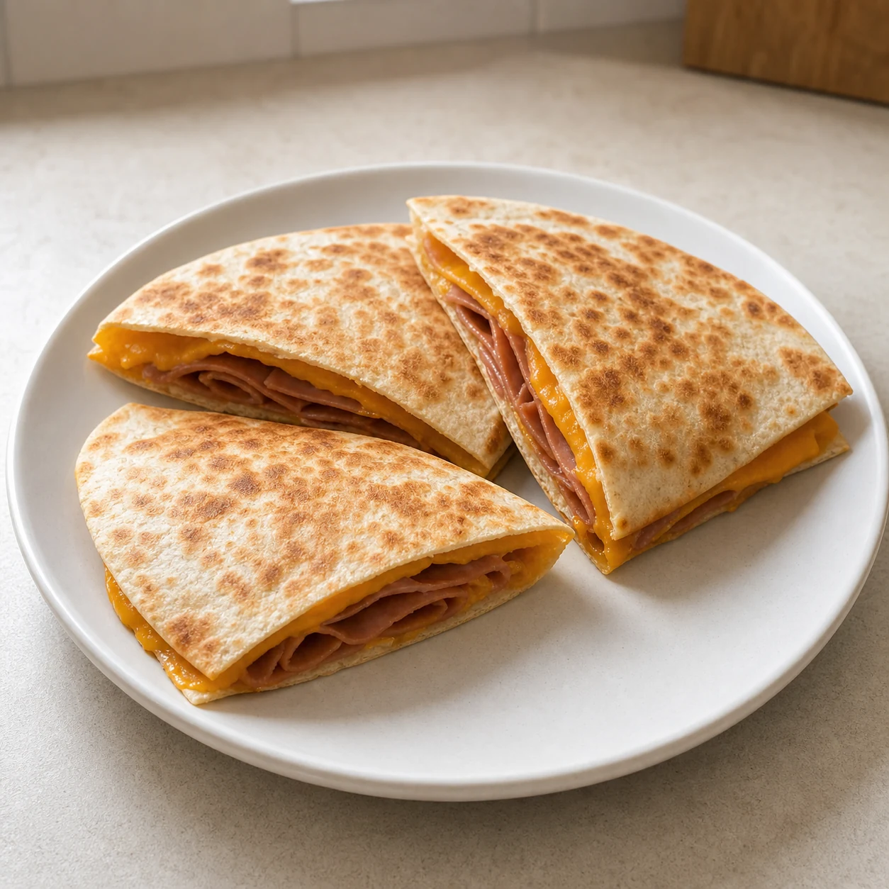 Quesadillas jambon fumé — partager et servir