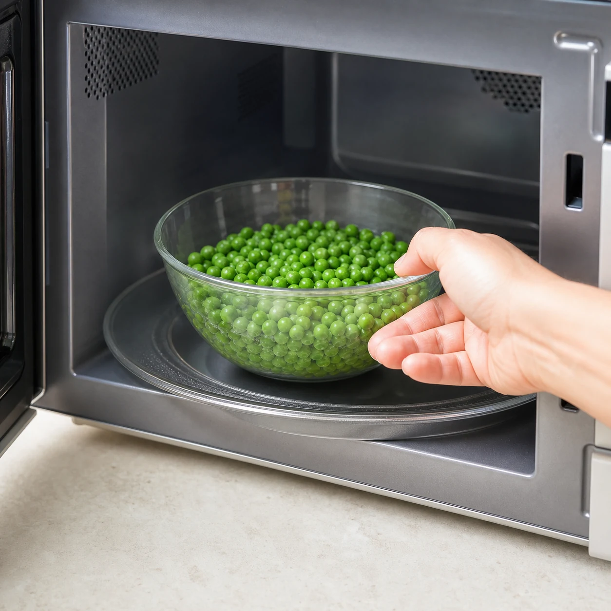 Cordon British-frites-petits pois — réchauffer les petits pois