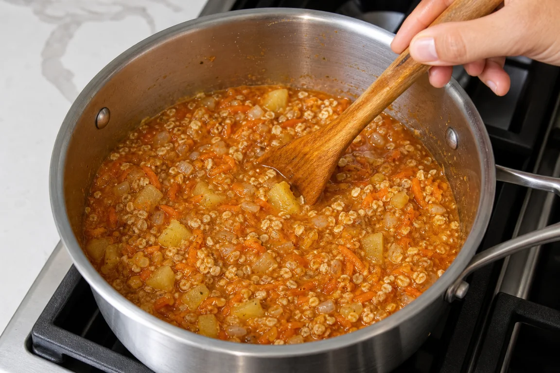 Illustration de l’étape « Étape 7 » pour la recette Boules de lentilles dans une sauce rouge douce et épicée.