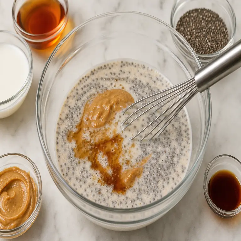 Pudding de chia au beurre de cacahuète et à la confiture · étape 3