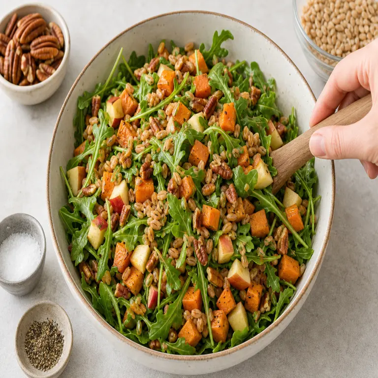 Salade de roquette et d’épeautre · étape 4