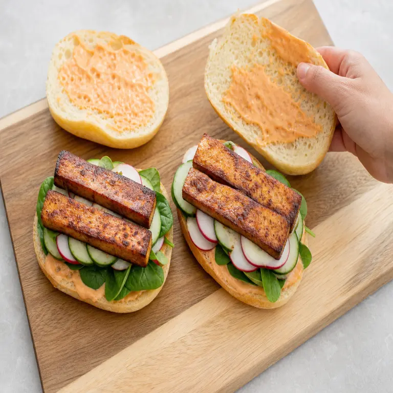 Sandwich au tofu et au kimchi · étape 2