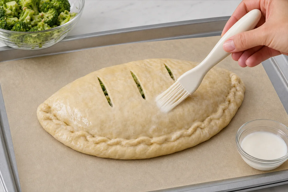 Illustration de l’étape « Étape 9 » pour la recette Calzone farci aux légumes.
