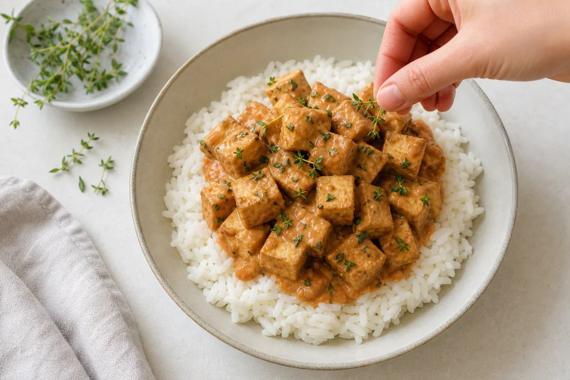 Illustration de l’étape « Étape 5 » pour la recette Tofu cuit avec sauce Tahini épicée.