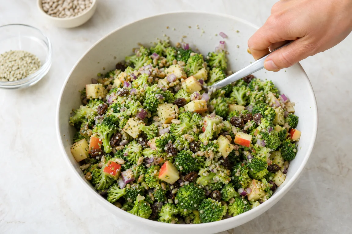 Illustration de l’étape « Étape 3 » pour la recette Pomme Brocoli Crunch Bowl.