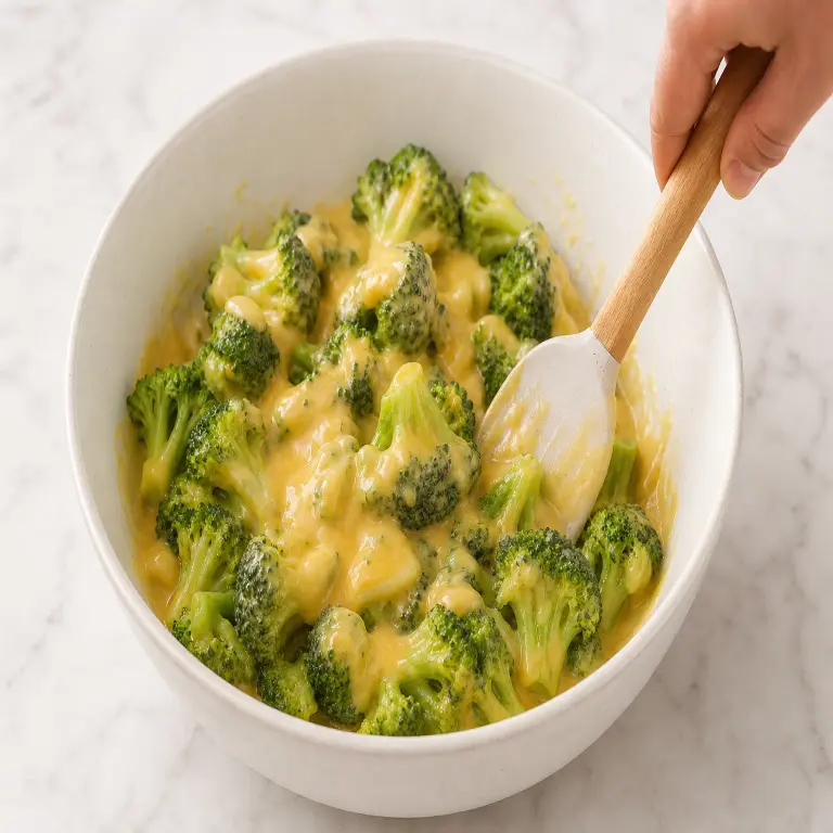 Brocoli en sauce fromagère végétale · étape 3