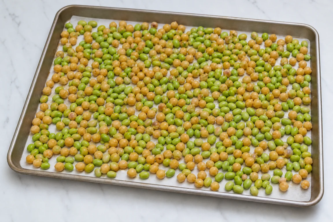 Illustration de l’étape « Étape 3 » pour la recette Édamame torréfié et pois chiches.