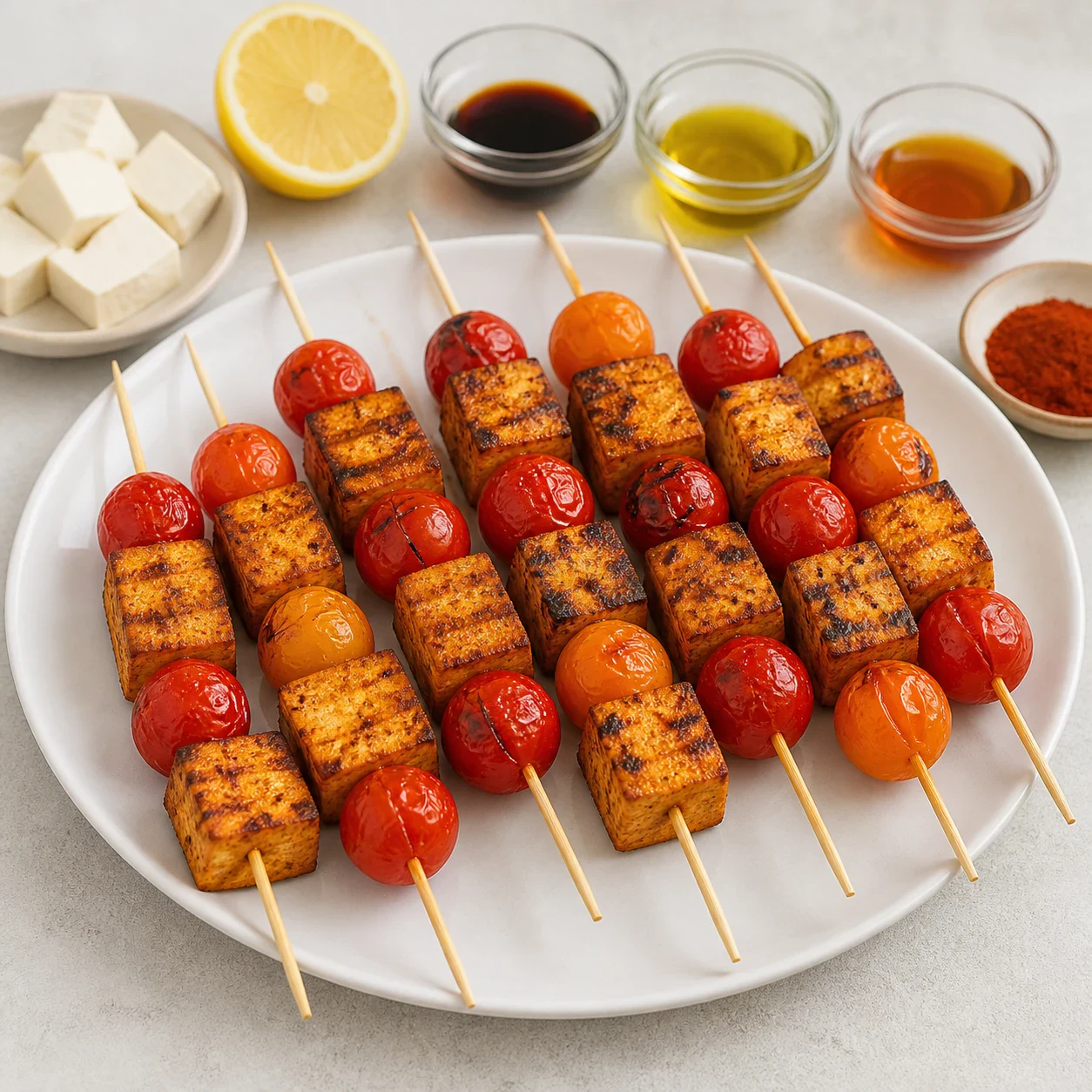 Brochettes de tofu au paprika fumé