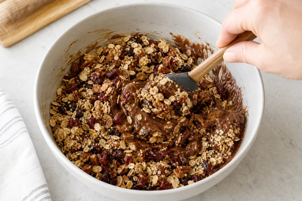 Illustration de l’étape « Étape 3 » pour la recette Barres de mélange de trail au chocolat.