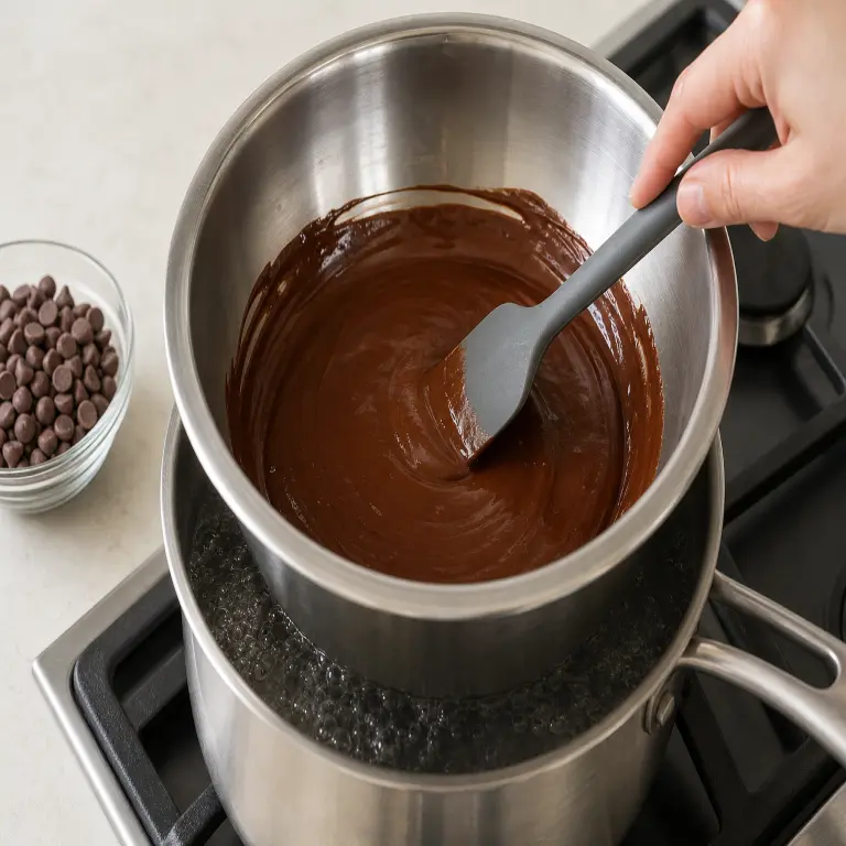 Fudge double couche chocolat-amande · étape 5