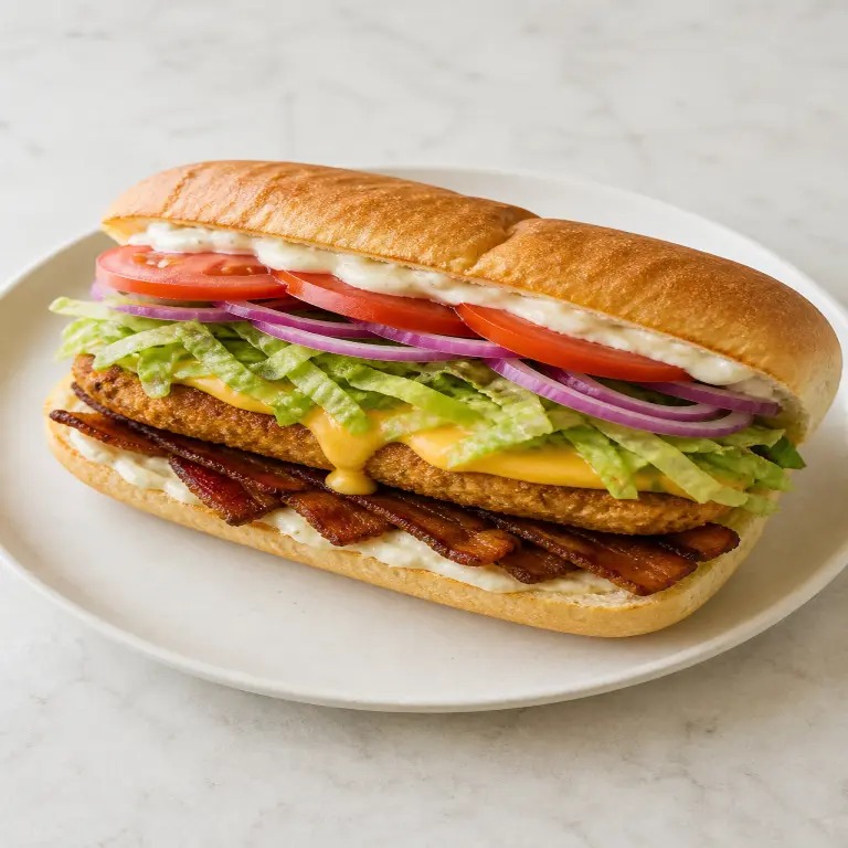 Sandwich végétal bacon-poulet sauce ranch