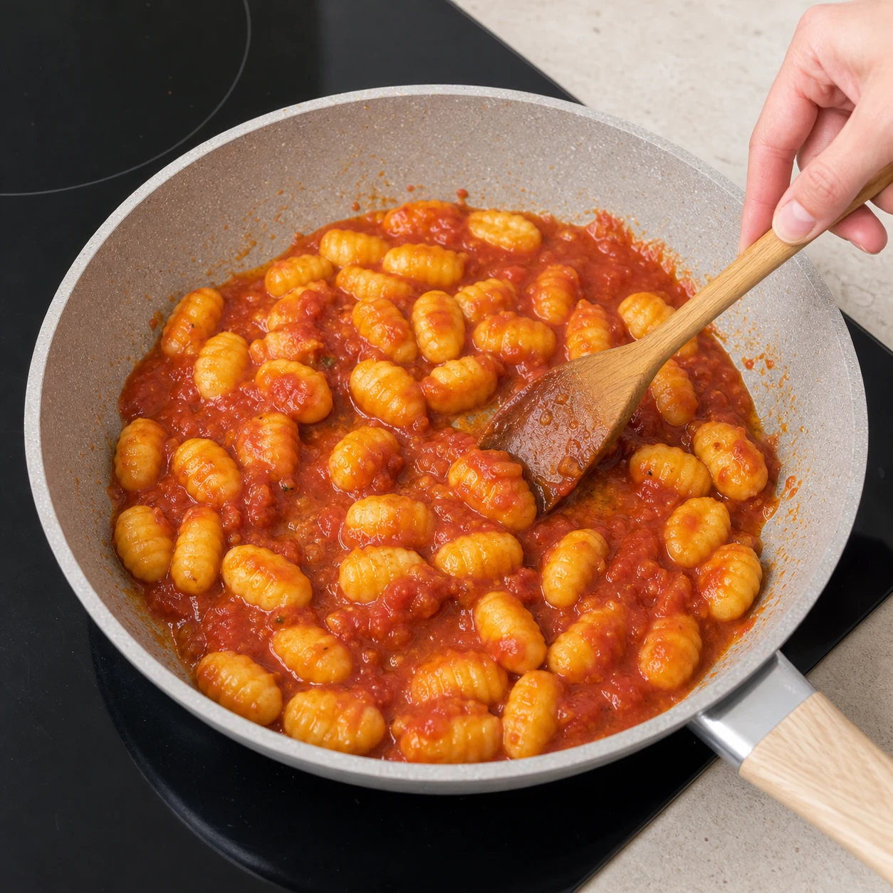 Nuggets et gnocchis tomate — poêler les gnocchis