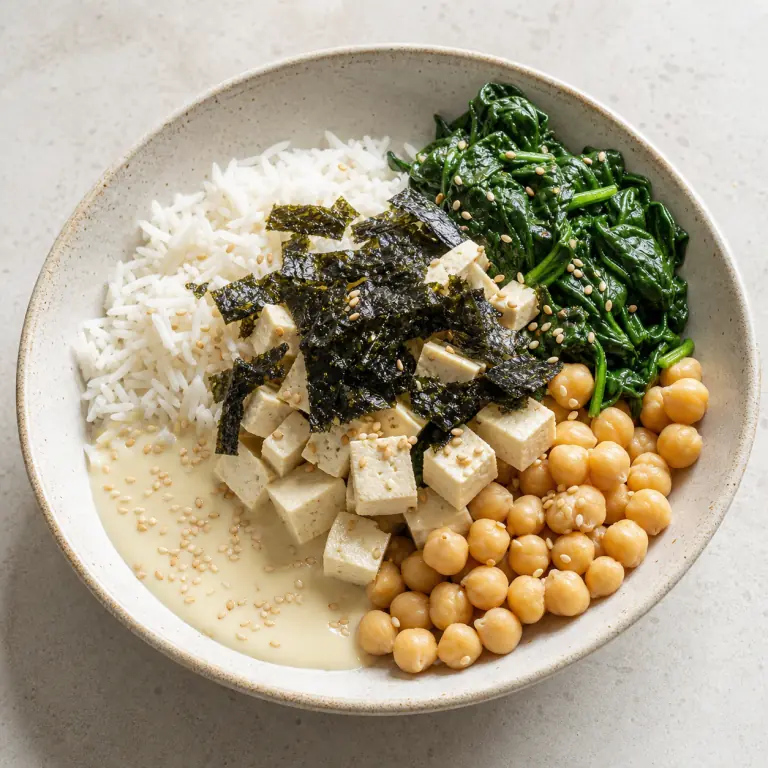 Riz tofu épinards nori