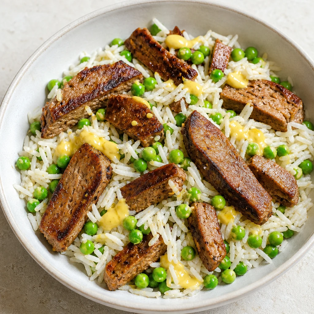 Bol steak-riz-petits pois