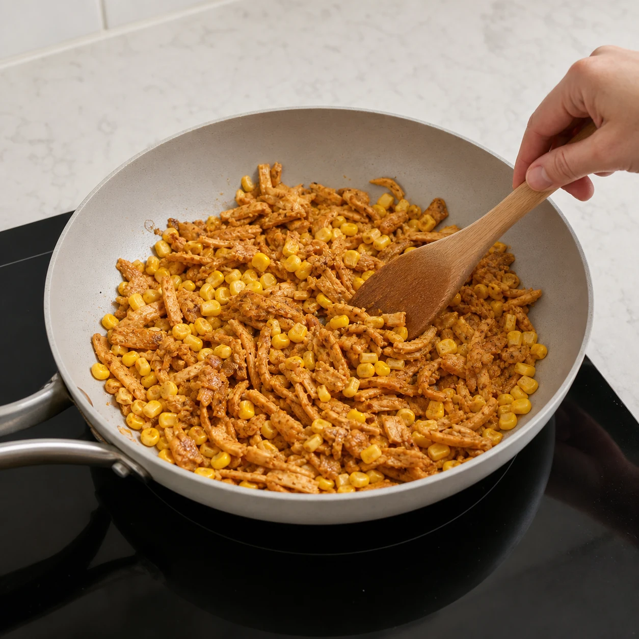 Bol Tex-Mex maïs-riz — cuire les guillettes