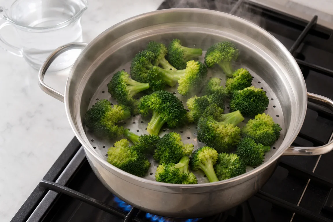 Illustration de l’étape « Étape 1 » pour la recette Brocoli Épinards farcis Baguette.