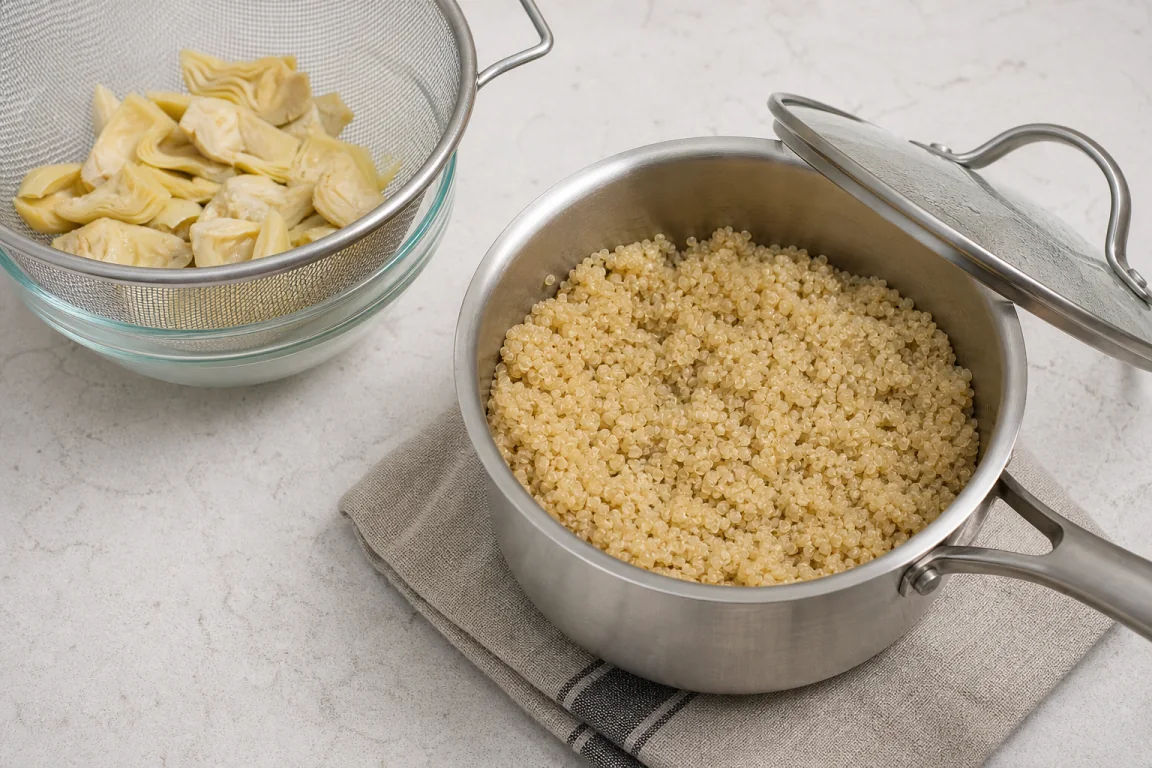 Illustration de l’étape « Étape 1 » pour la recette Artichaut Quinoa Dip.