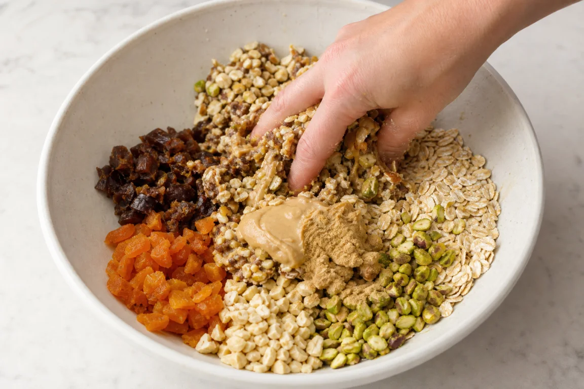 Illustration de l’étape « Étape 2 » pour la recette Avricot Pistachio Places énergétiques.