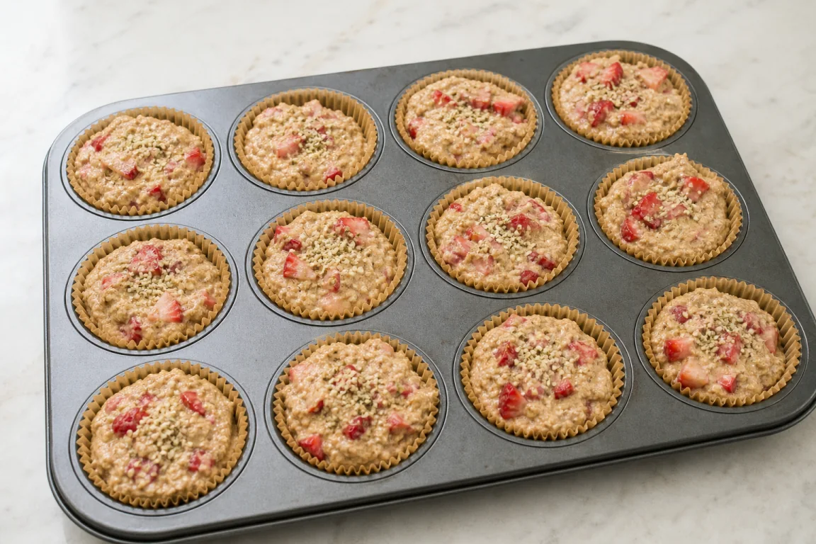 Illustration de l’étape « Étape 6 » pour la recette Muffins protéinés de fraise de citron.