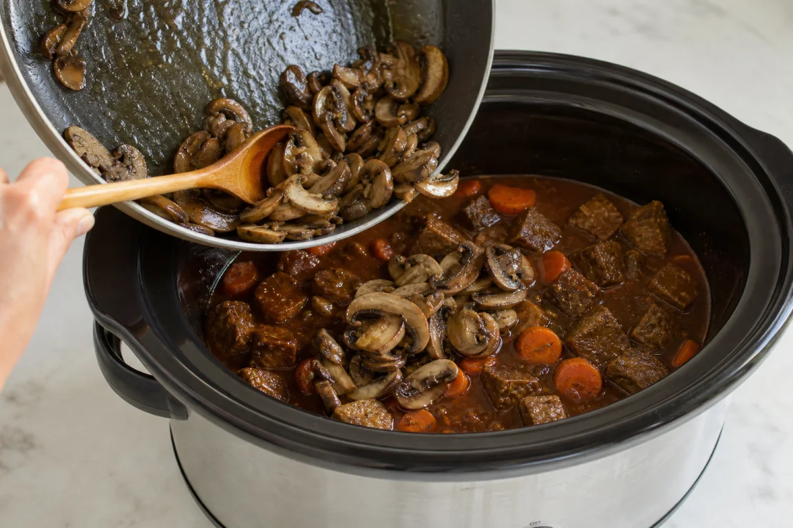 Illustration de l’étape « Étape 4 » pour la recette Cuisinière lente Seitan Bourguignon.