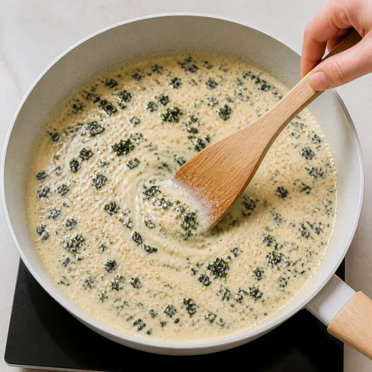 Une sauce végétale crémeuse avec paillettes de nori et graines de sésame.