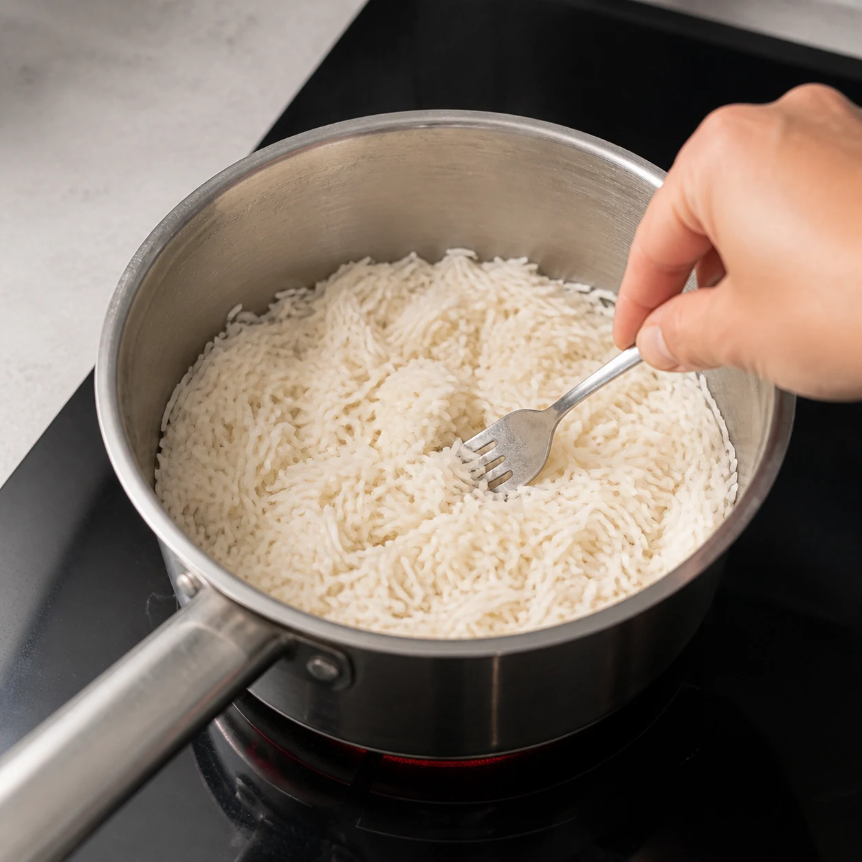 Riz sauté petits pois-lardons — cuire le riz normal