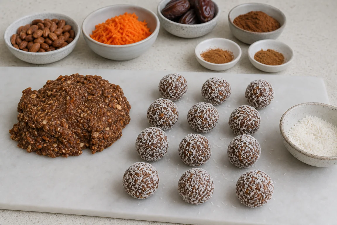 Illustration de l’étape « Étape 2 » pour la recette Cake de carottes boules à deux morceaux.