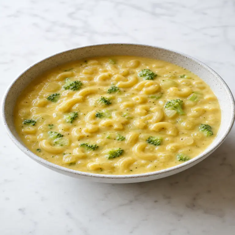 Soupe façon macaronis au fromage végétal