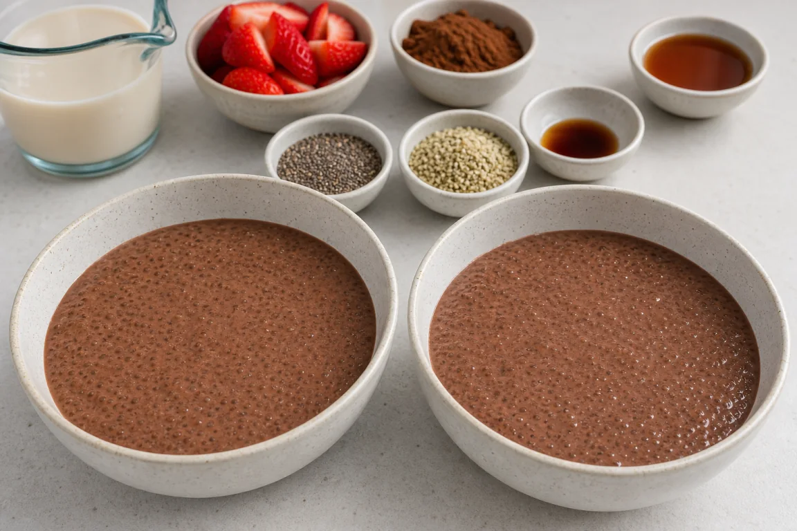 Illustration de l’étape « Étape 1 » pour la recette Pudding de graines de chia de fraise de chocolat.