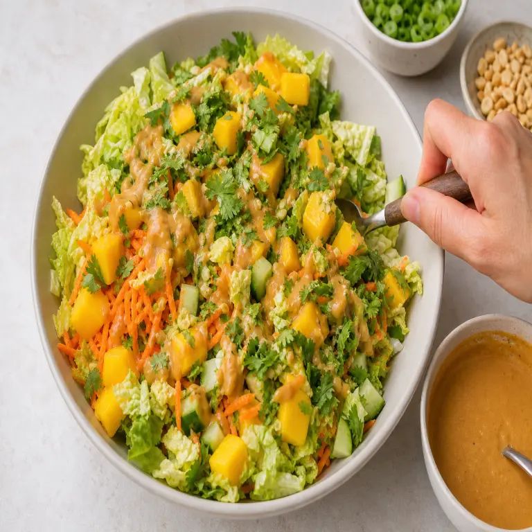 Salade mangue-cacahuète · préparation
