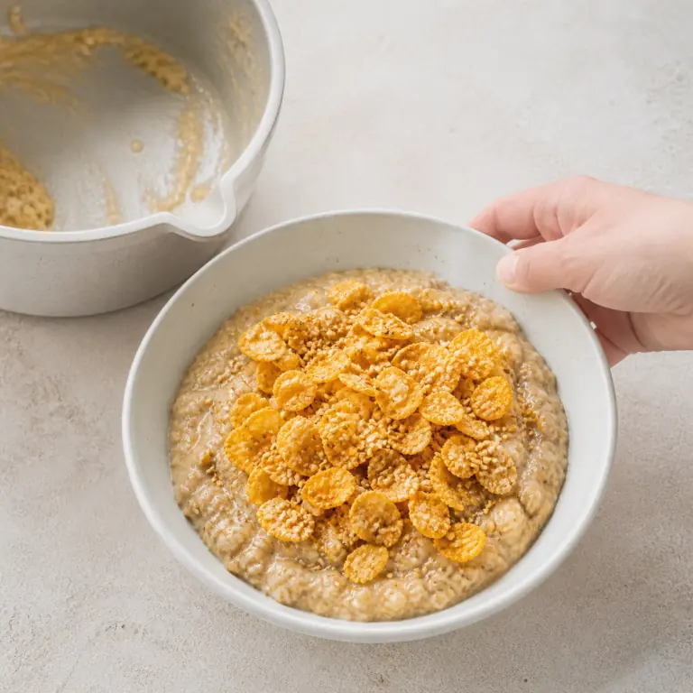 Le porridge croustillant sésame terminé et prêt à manger.
