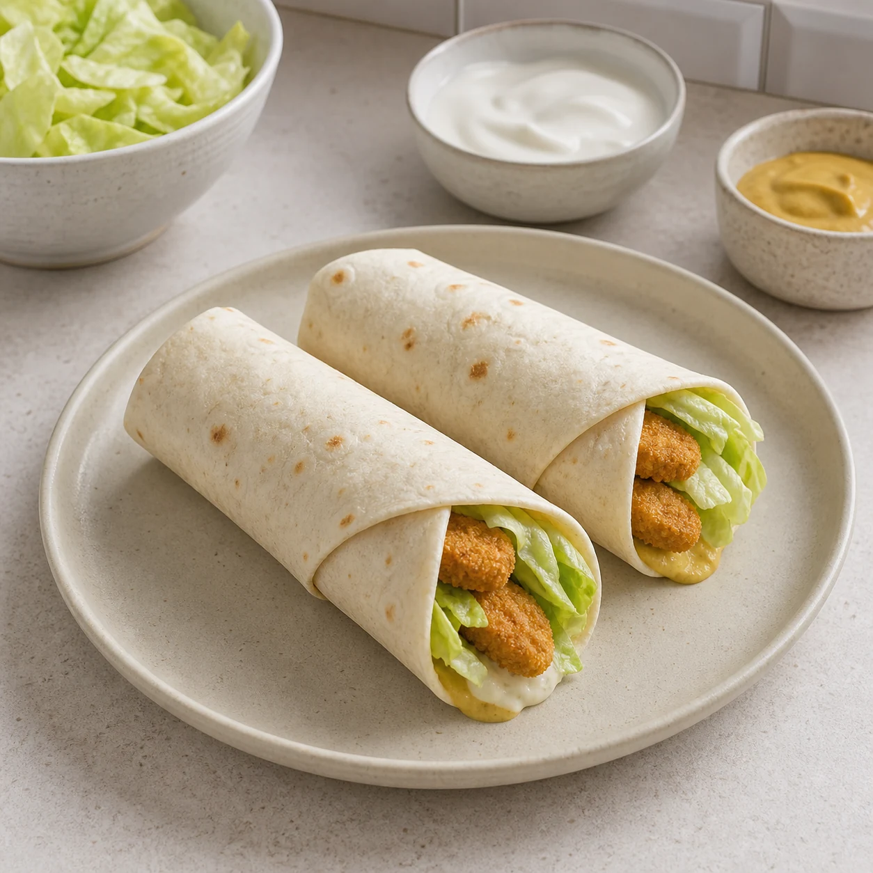 Wrap nuggets-moutarde — rouler les wraps