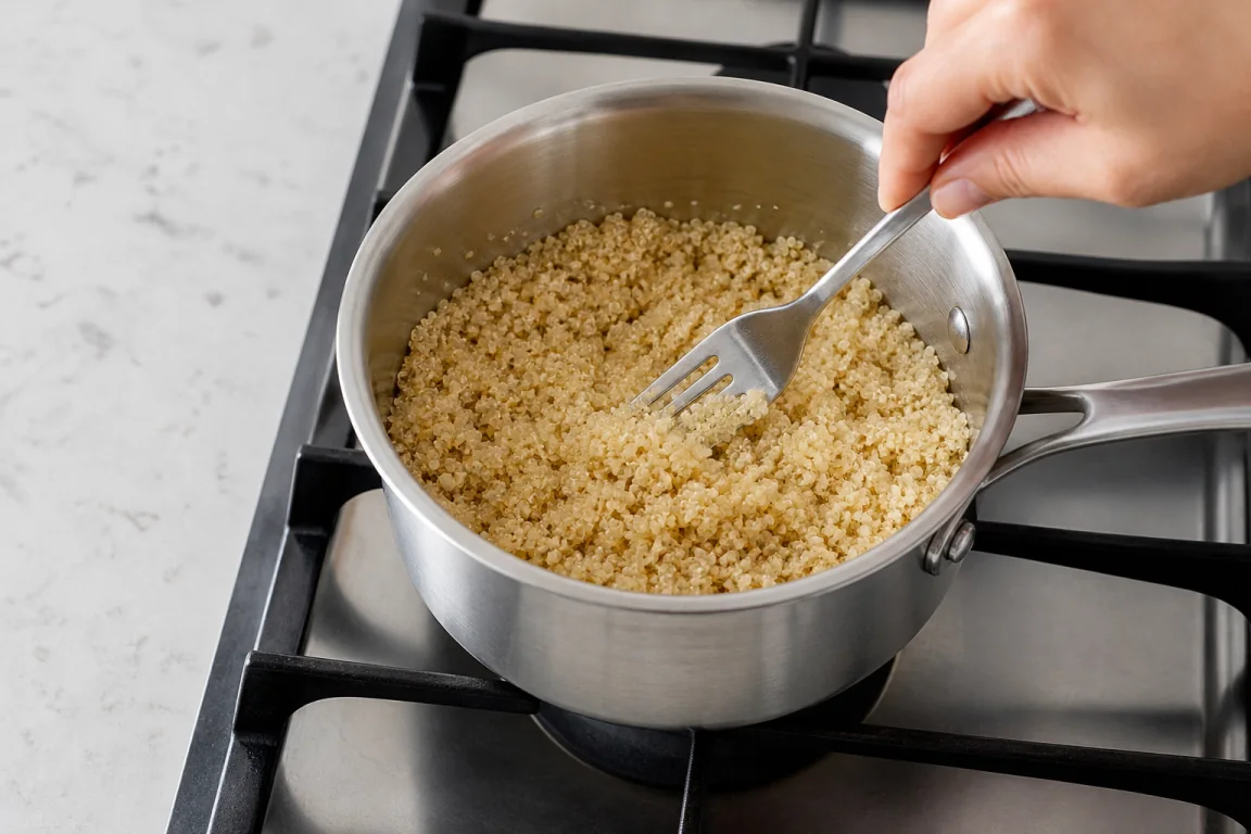Illustration de l’étape « Étape 1 » pour la recette Savory Quinoa tasses de petit déjeuner.