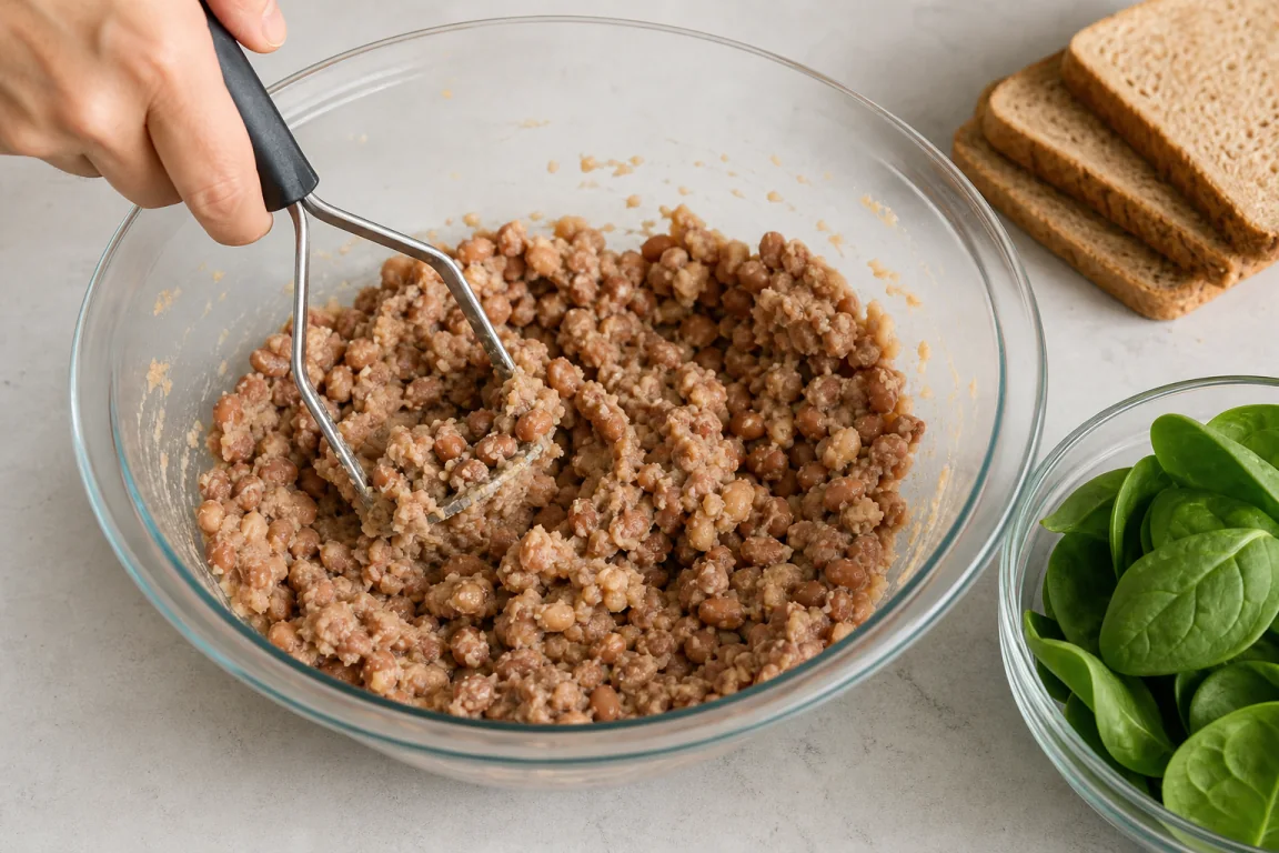Illustration de l’étape « Étape 1 » pour la recette Sandwich à salade de pois chiches chargé.