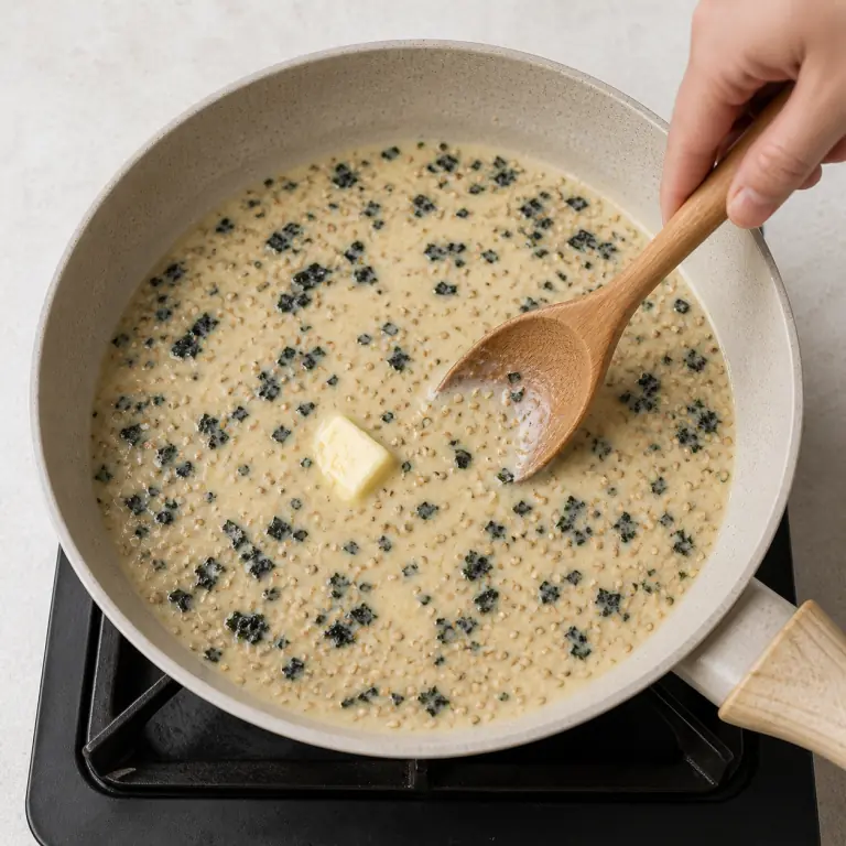 Une sauce végétale crémeuse avec paillettes de nori et graines de sésame.