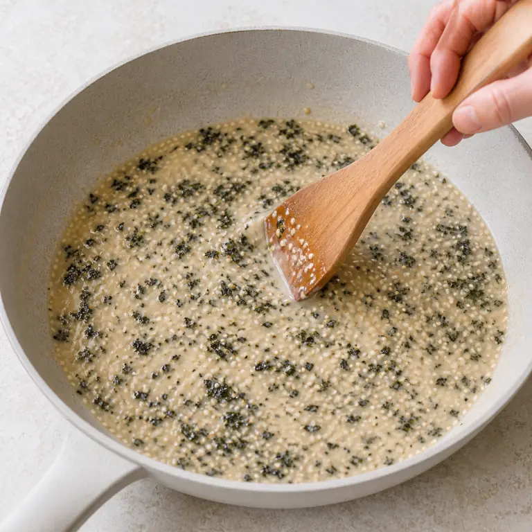 Une sauce végétale crémeuse avec paillettes de nori et graines de sésame.